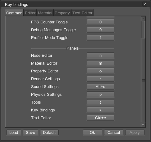 Press K to open Hot key bindings panel