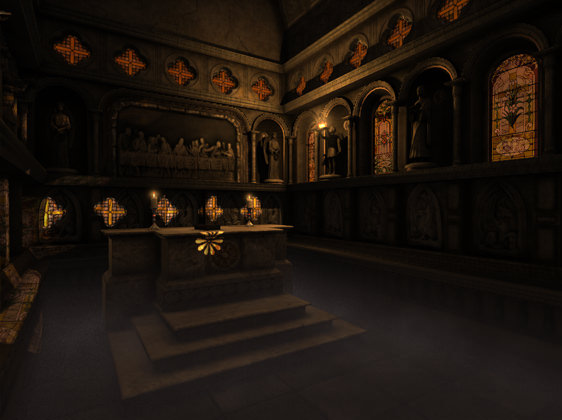 An image after the ambient pass for transparent objects