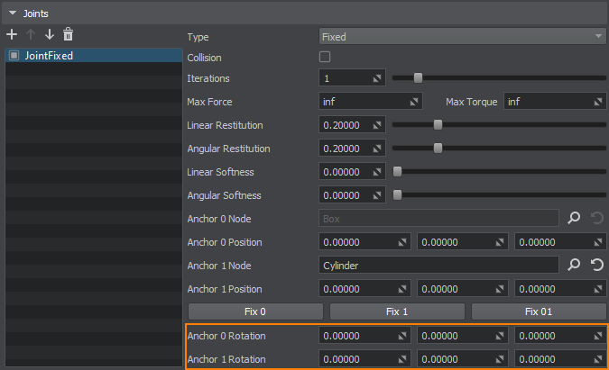 Fixed Joint Parameters